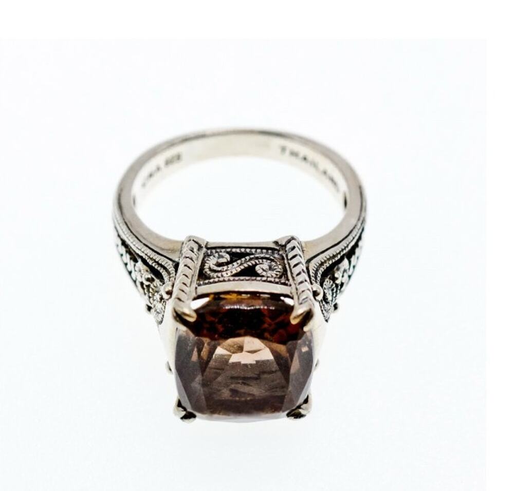925 Sterling Silver Brown Smoky Quartz Ring Size 6.5
